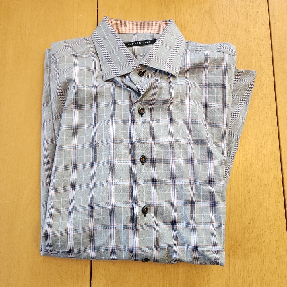 Mens Hammermade dress shirt,  plaid design sz 42/16.5